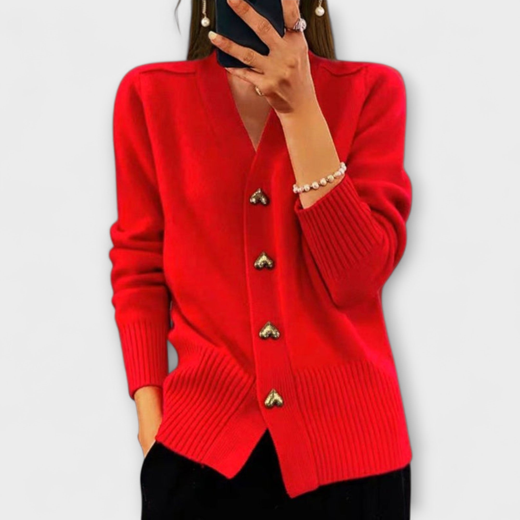 Marij | Pulover feminin cu decolteu V în stil vintage Marij