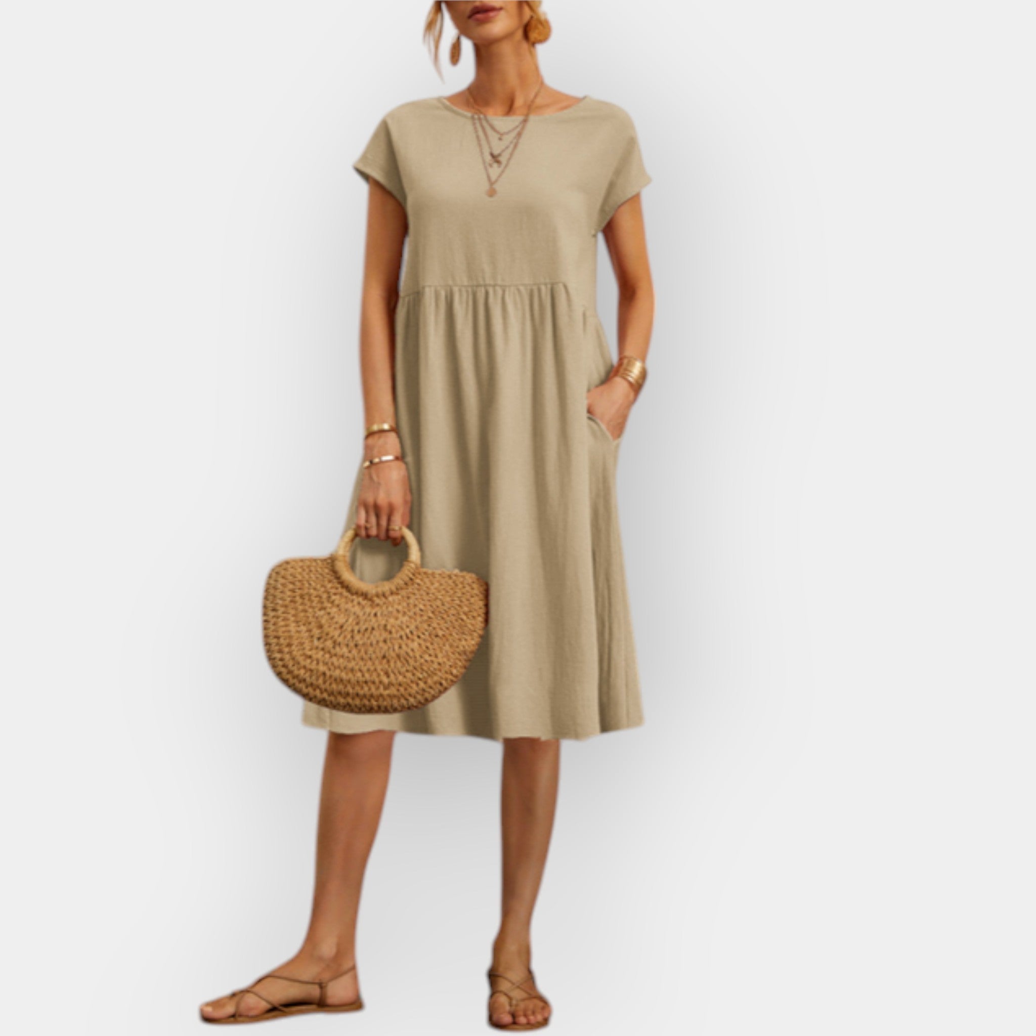 Alessia | Rochie midi, cu linii curate și stil de vară atemporal