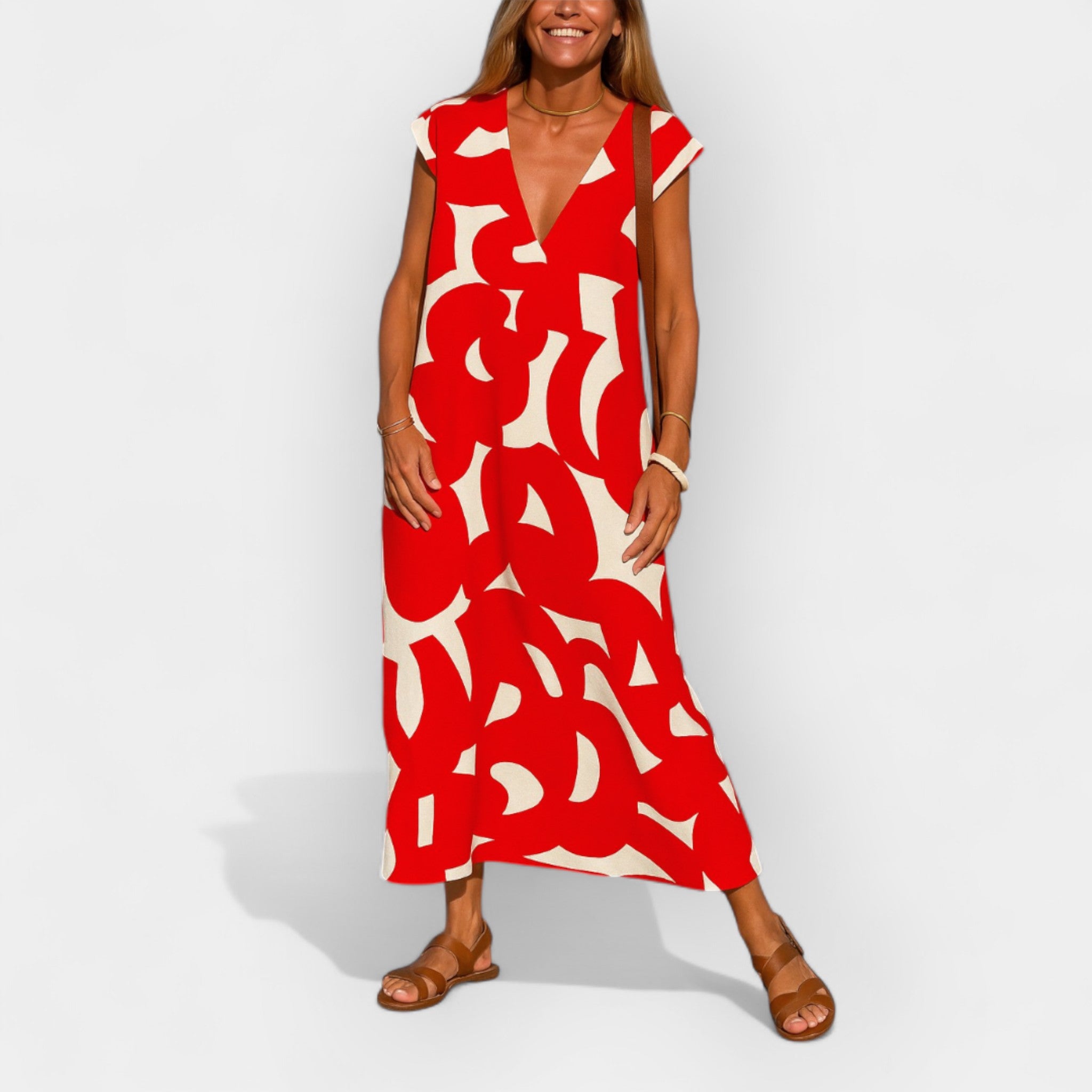 Peeteriina | Rochie ușoară, cu decolteu în V și print modern
