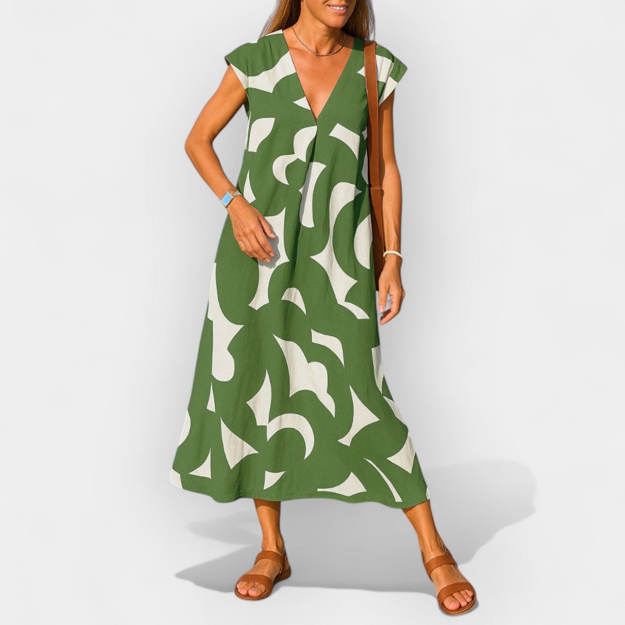 Peeteriina | Rochie ușoară, cu decolteu în V și print modern