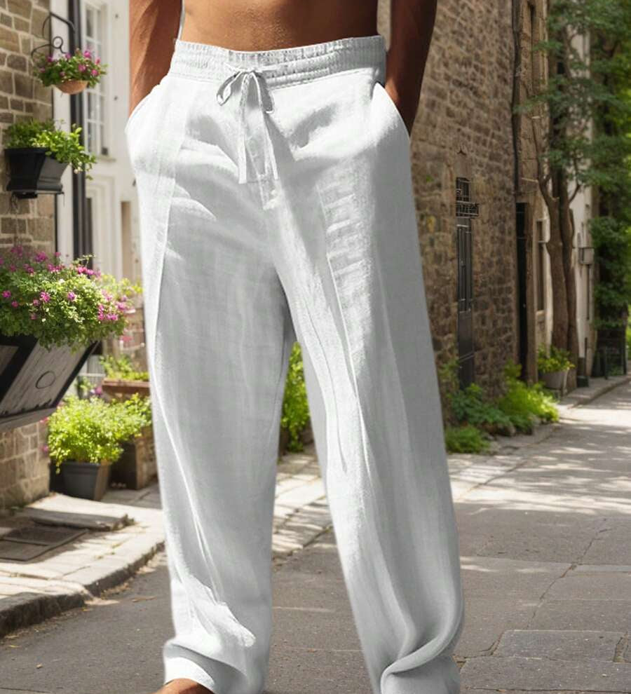 Mathis | Pantalon ușor de in cu lanț Mathis