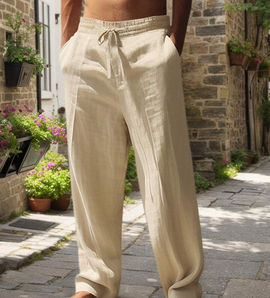 Mathis | Pantalon ușor de in cu lanț Mathis