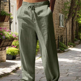 Mathis | Pantalon ușor de in cu lanț Mathis