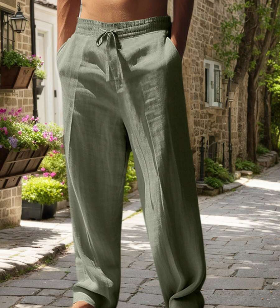 Mathis | Pantalon ușor de in cu lanț Mathis
