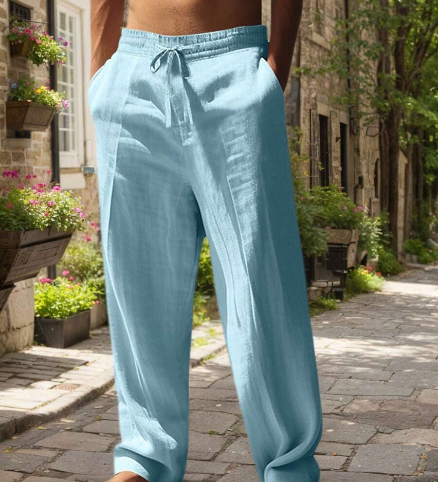 Mathis | Pantalon ușor de in cu lanț Mathis