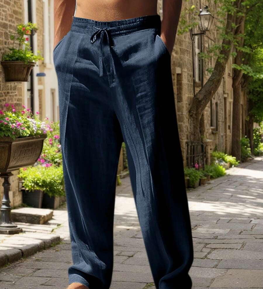 Mathis | Pantalon ușor de in cu lanț Mathis