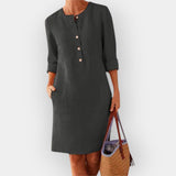 Clara | Cotton midi dress with minimalist elegance