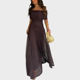 Juliana | Maxi chiffon one-shoulder dress, ethereal and romantic