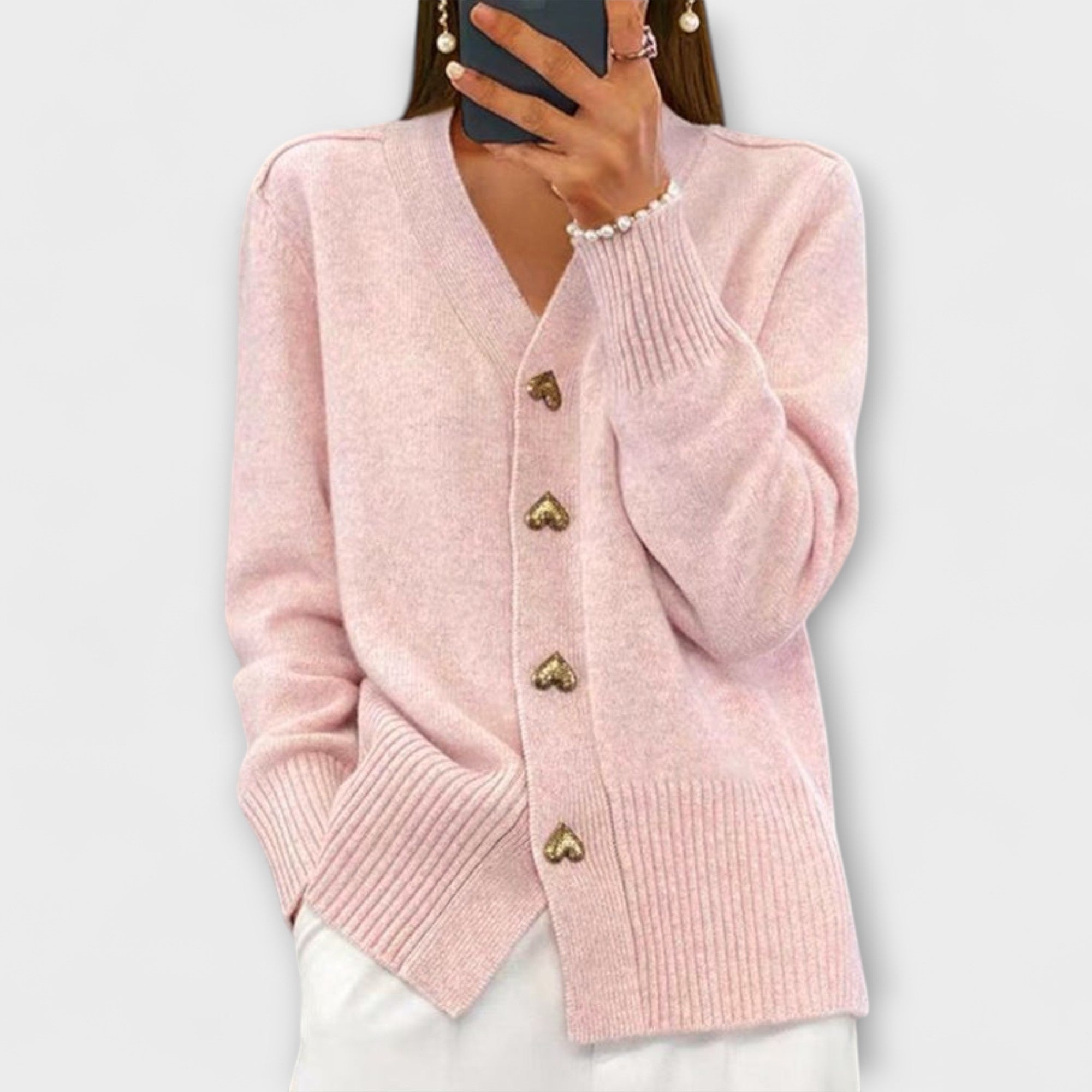 Marij | Pulover feminin cu decolteu V în stil vintage Marij