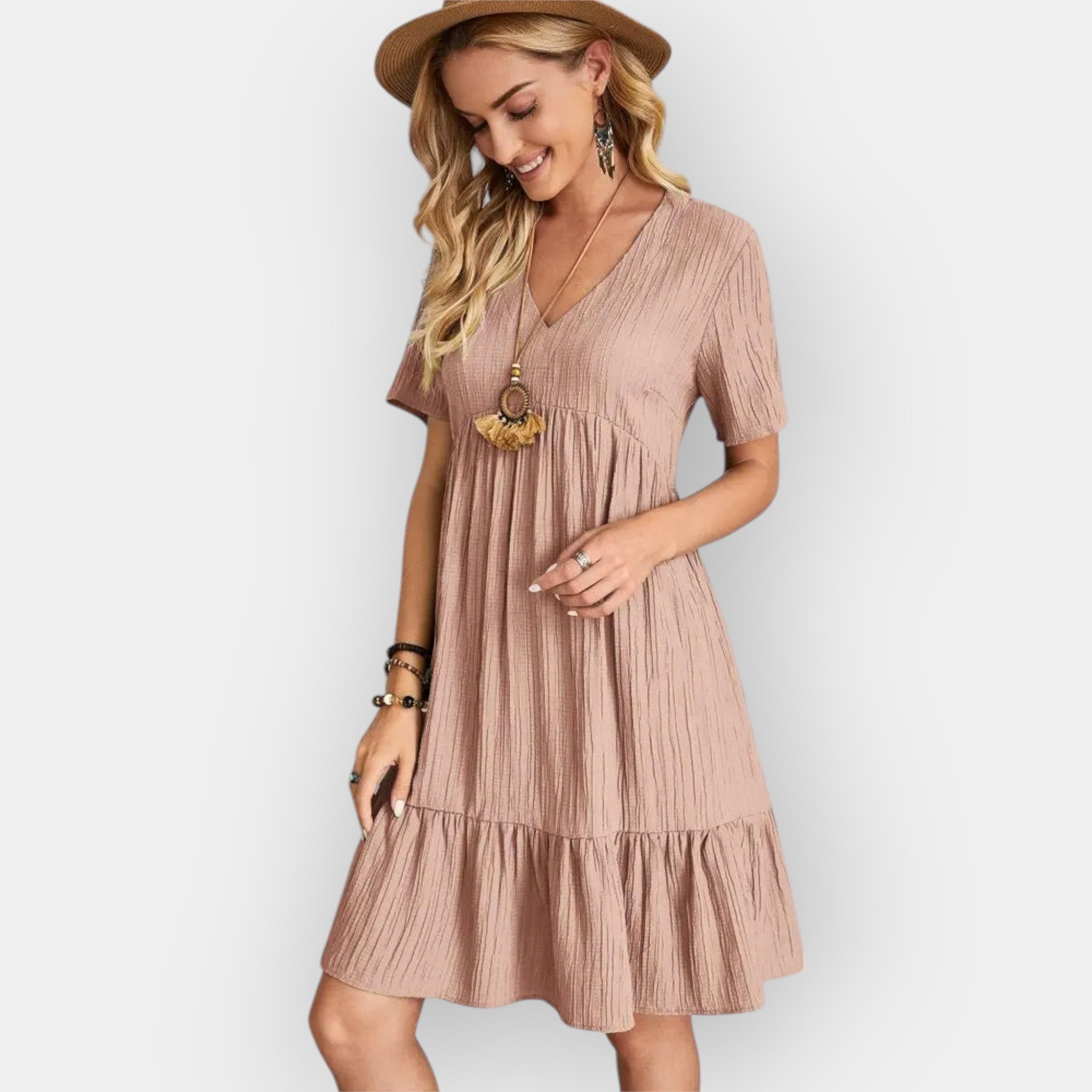 Bianca | Rochie midi, cu decolteu în V și siluetă elegantă