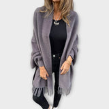 Maris | Cardigan tricotat wrap cu franjuri Maris