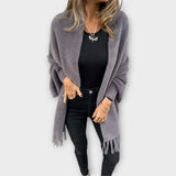 Maris | Cardigan tricotat wrap cu franjuri Maris