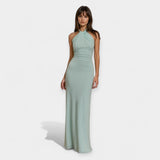 Filipa | Rochie maxi, cu fundă la gât, senzuală și elegantă