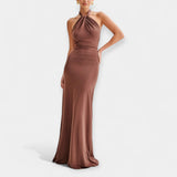 Filipa | Rochie maxi, cu fundă la gât, senzuală și elegantă