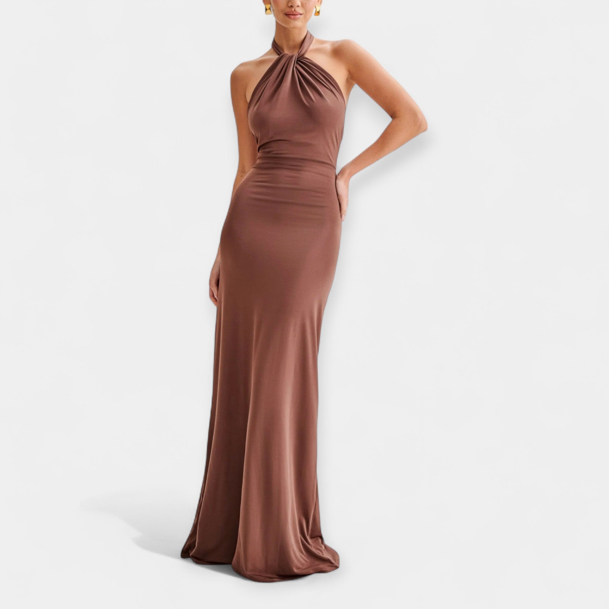 Filipa | Rochie maxi, cu fundă la gât, senzuală și elegantă