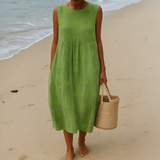 Elena | Elegant floral dress, linen and cotton