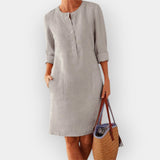 Clara | Cotton midi dress with minimalist elegance
