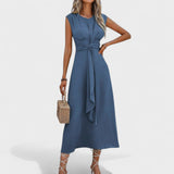 Emília | Rochie maxi, fără mâneci, cu decolteu rotund