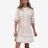 Zoe | Knitted dress, with braided texture, warm and feminine
