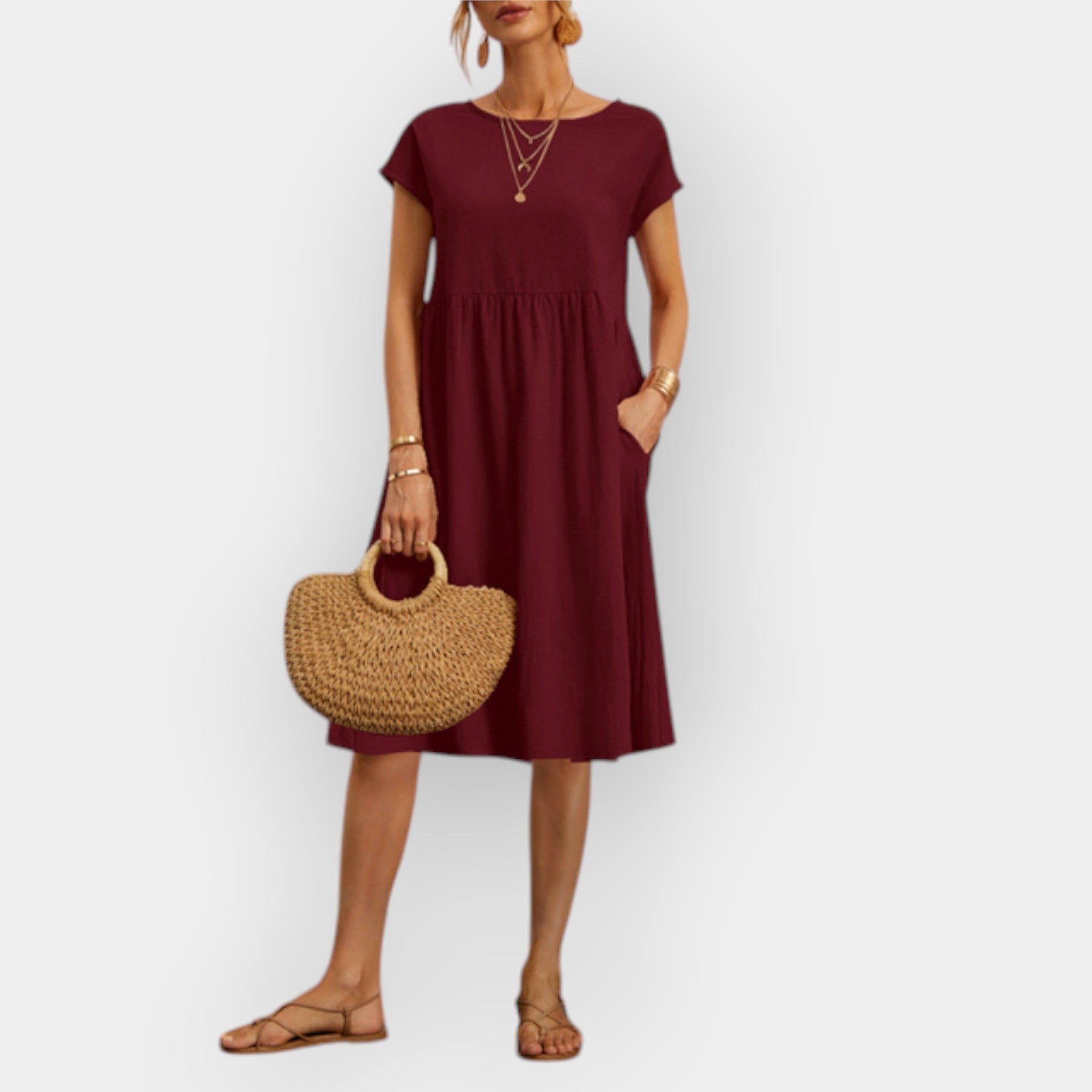 Alessia | Rochie midi, cu linii curate și stil de vară atemporal