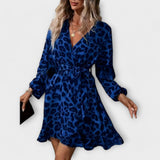 Beatriz | Rochie scurtă cu print leopard, cu volane și cordon