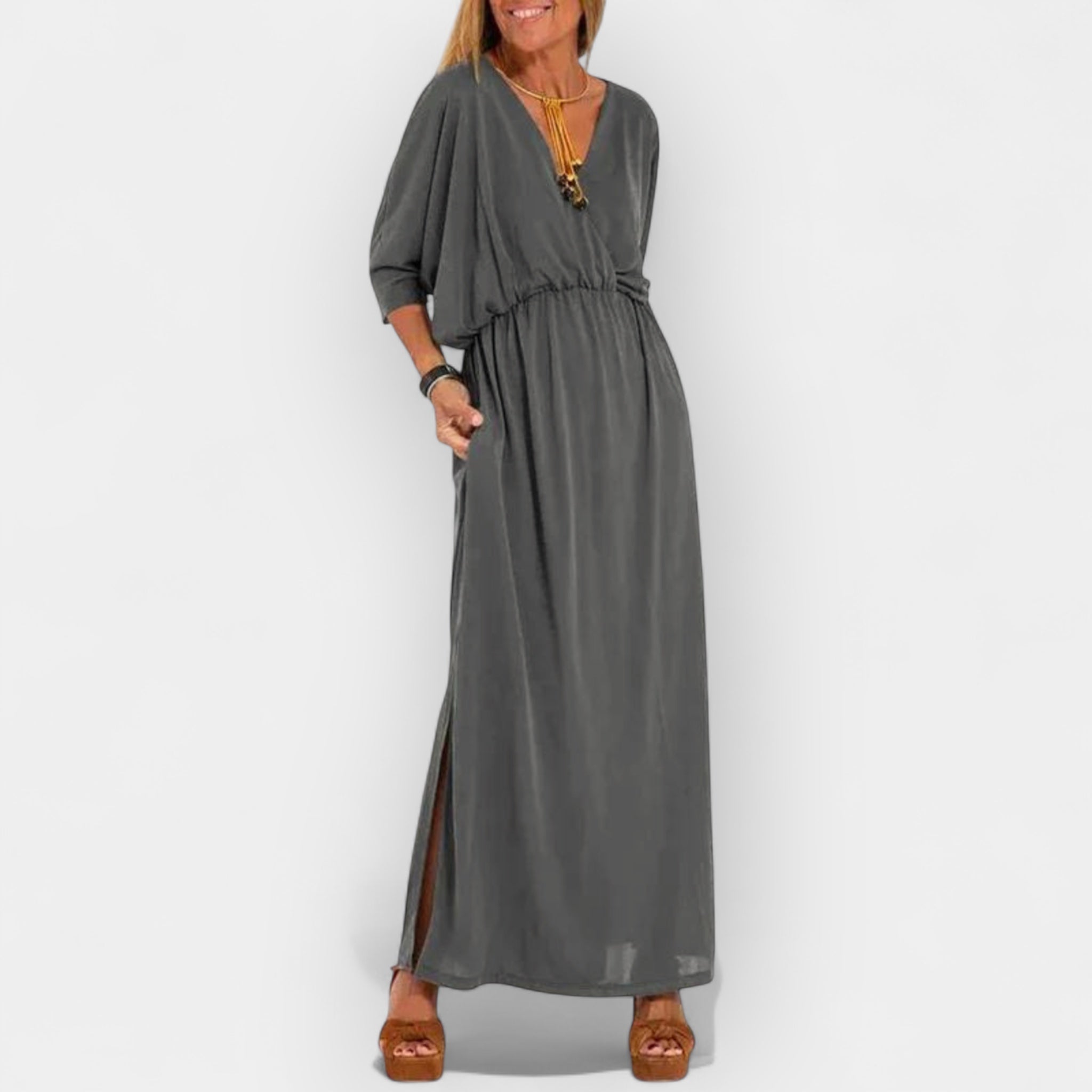 Olivia | Rochie lungă, în stil retro