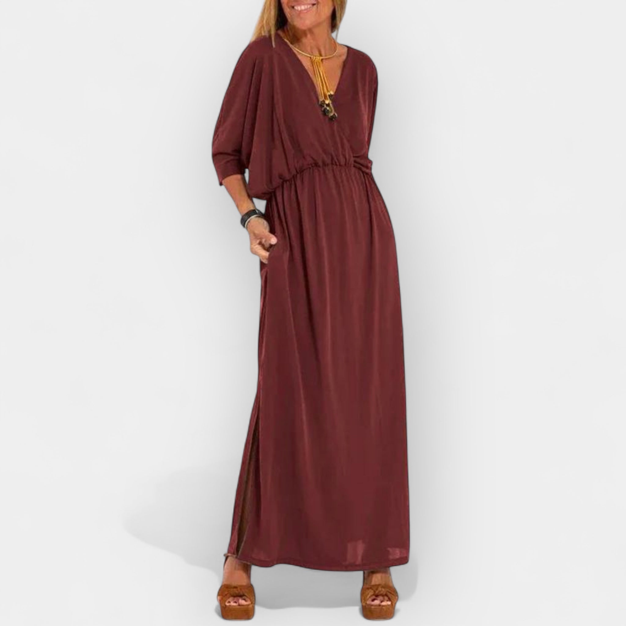 Olivia | Rochie lungă, în stil retro