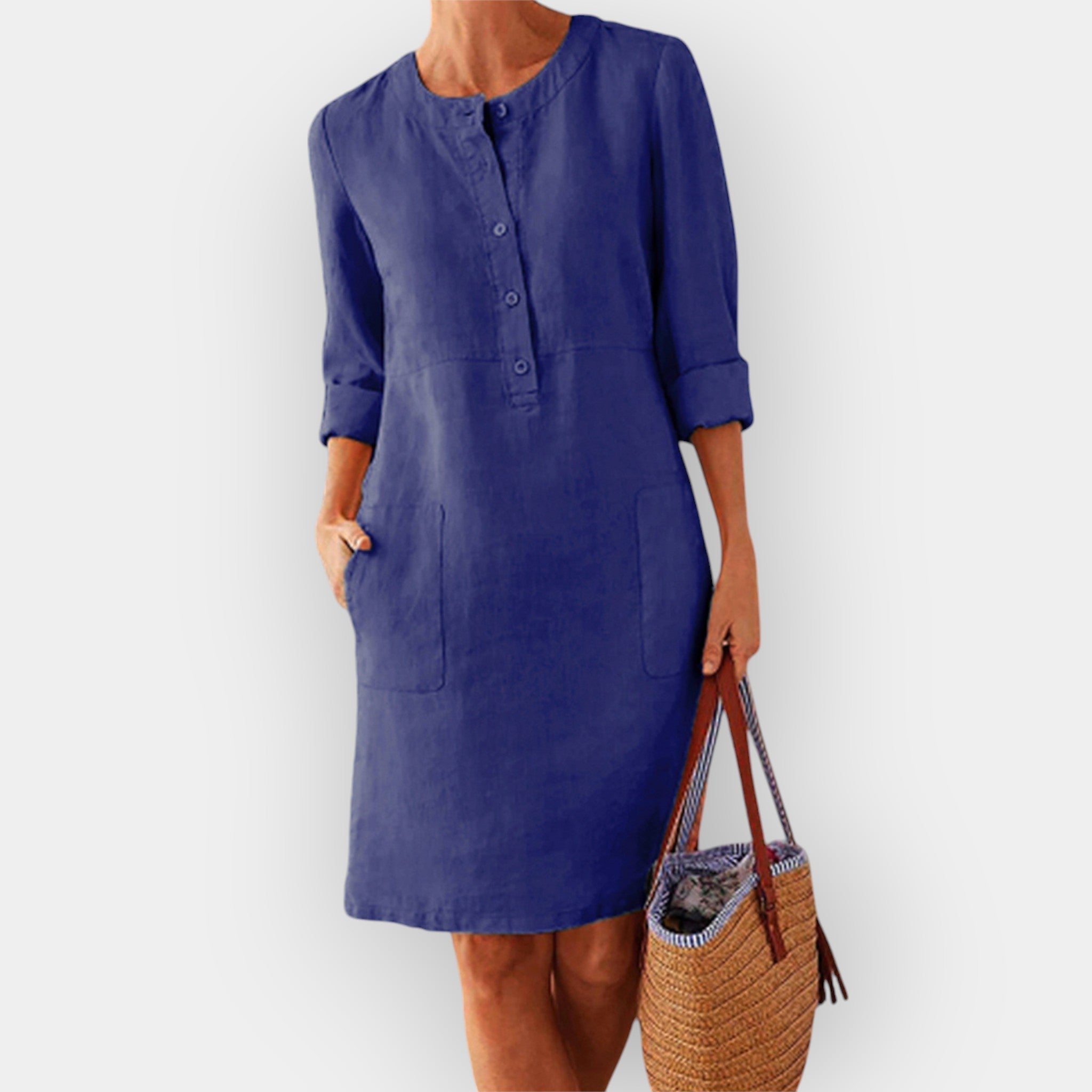 Clara | Rochie midi din bumbac, cu eleganță minimalistă