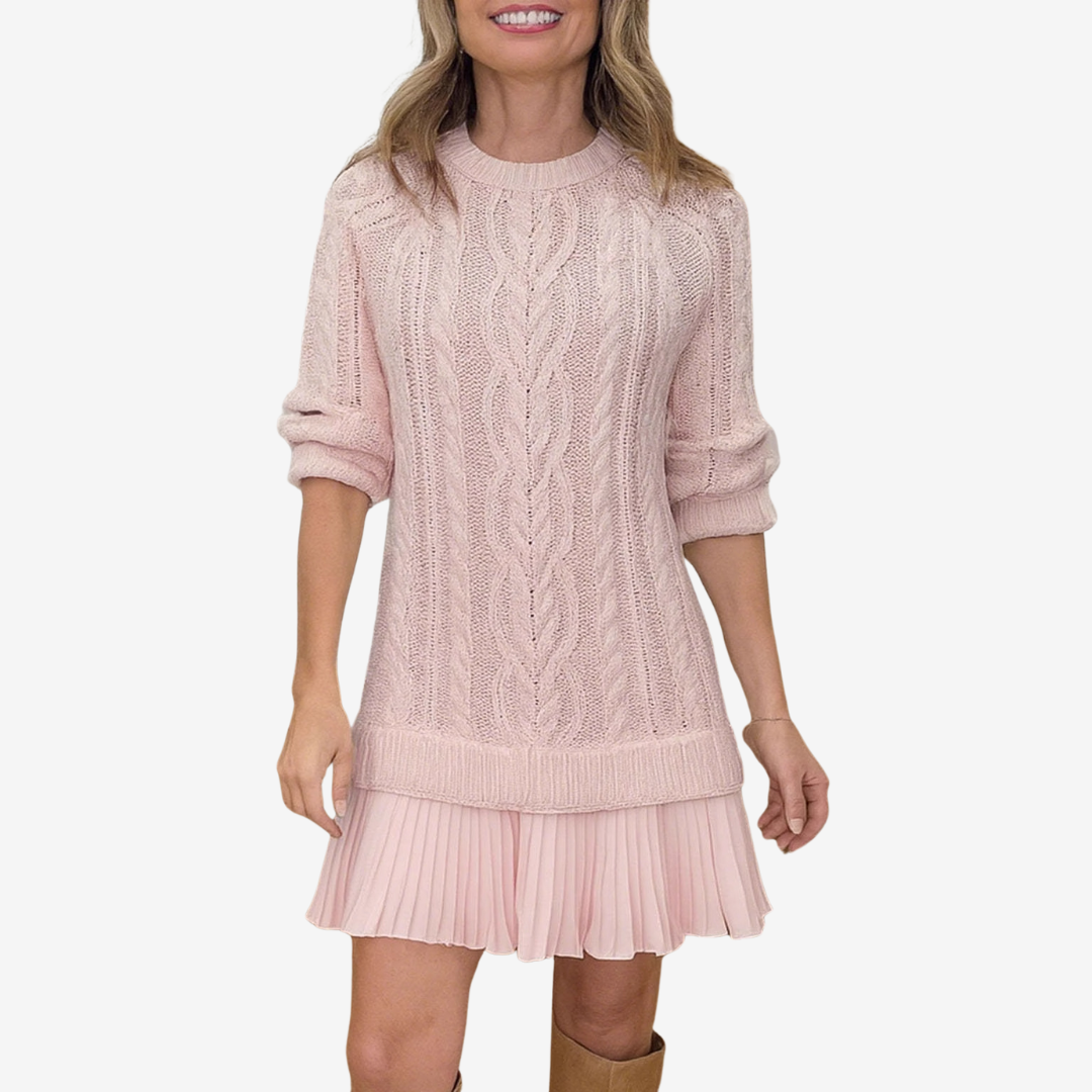 Zoe | Rochie tricotată, cu textură împletită, caldă și feminină