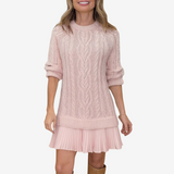 Zoe | Knitted dress, with braided texture, warm and feminine