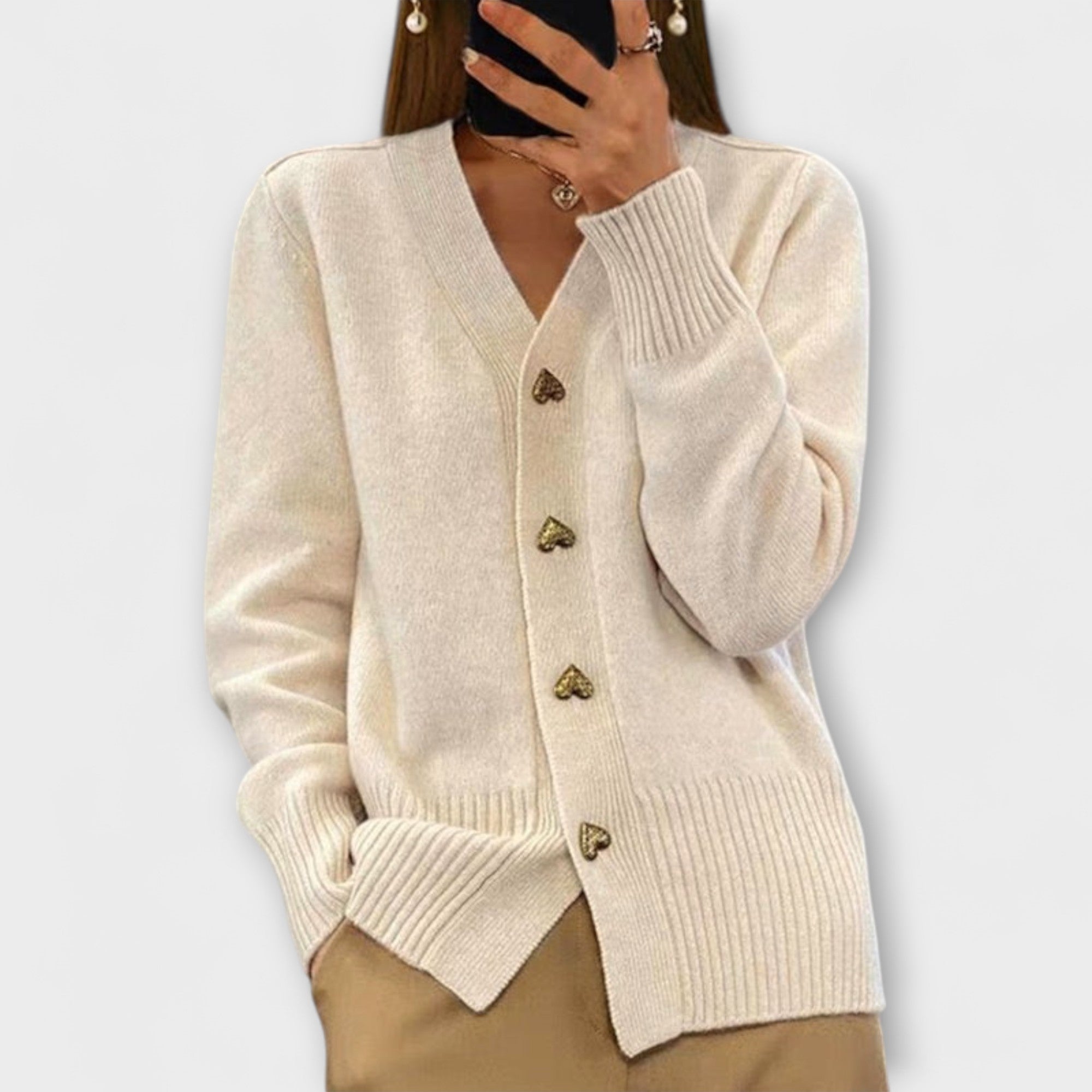 Marij | Pulover feminin cu decolteu V în stil vintage Marij