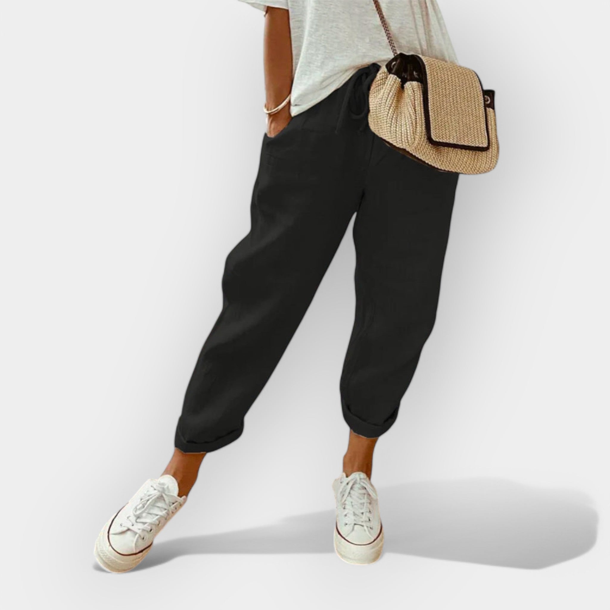Helga | Pantaloni casual din in stilați Helga