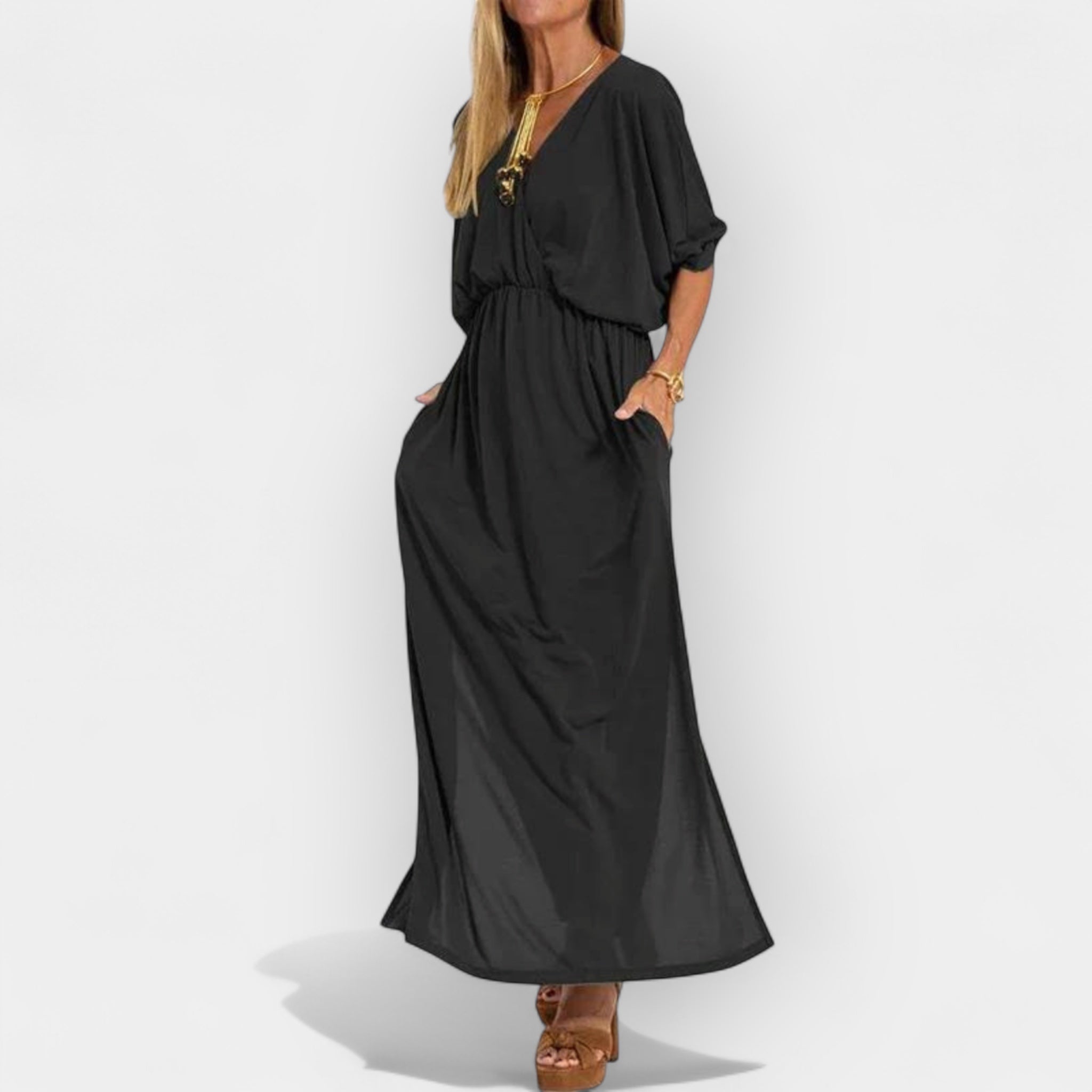 Olivia | Rochie lungă, în stil retro