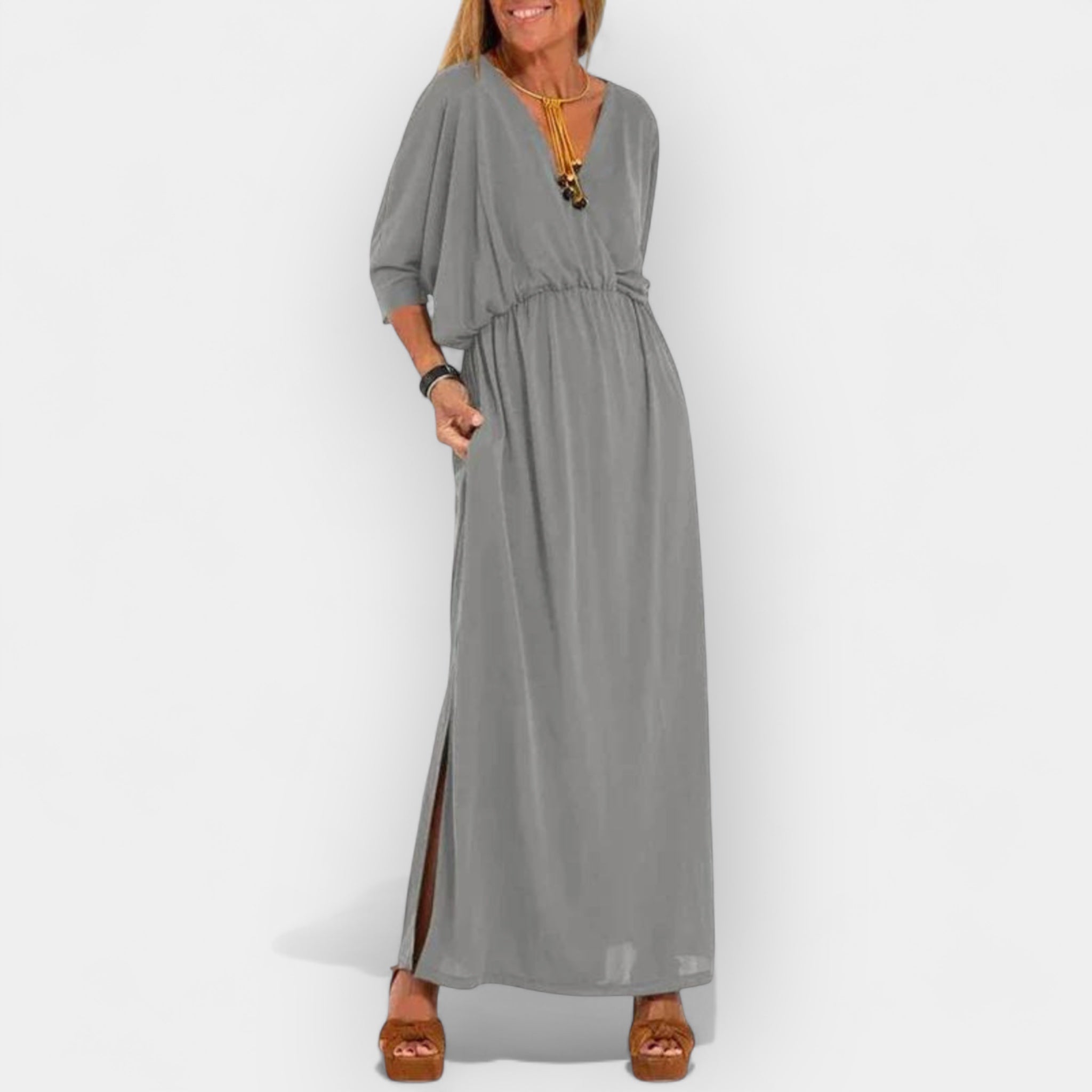 Olivia | Rochie lungă, în stil retro
