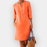 Clara | Cotton midi dress with minimalist elegance