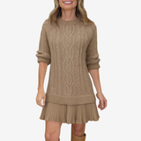 Zoe | Knitted dress, with braided texture, warm and feminine