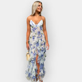Emilia | Maxi dress with ruffles and vibrant floral print