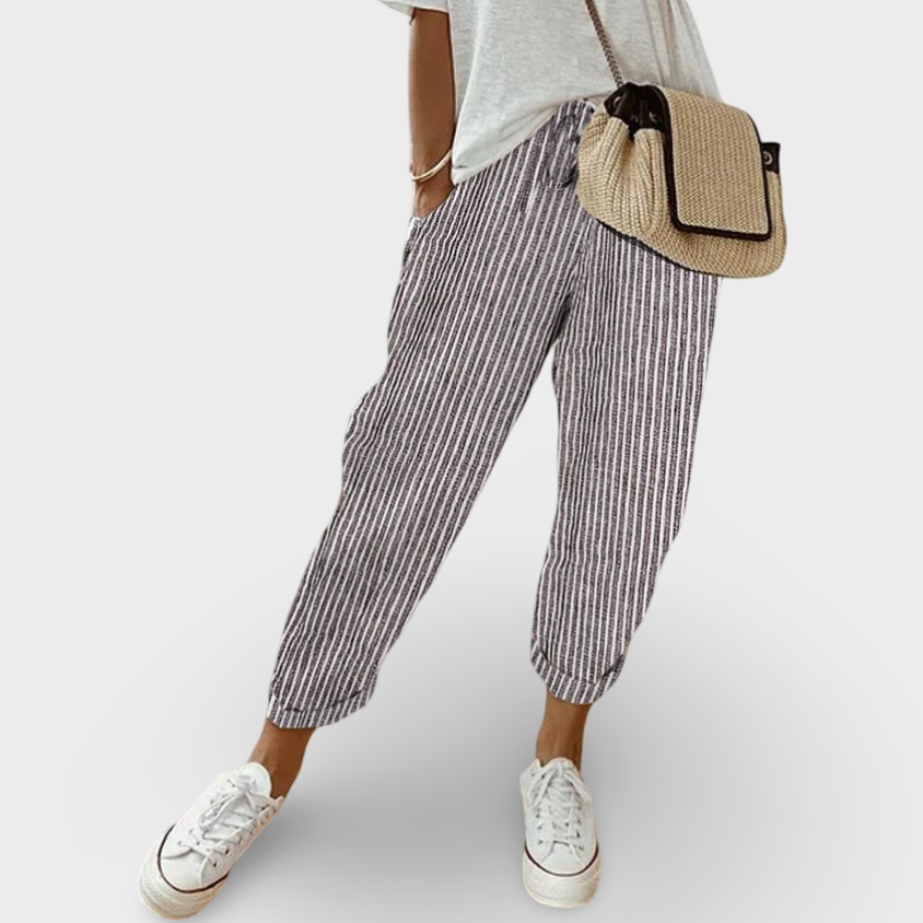 Helga | Pantaloni casual din in stilați Helga