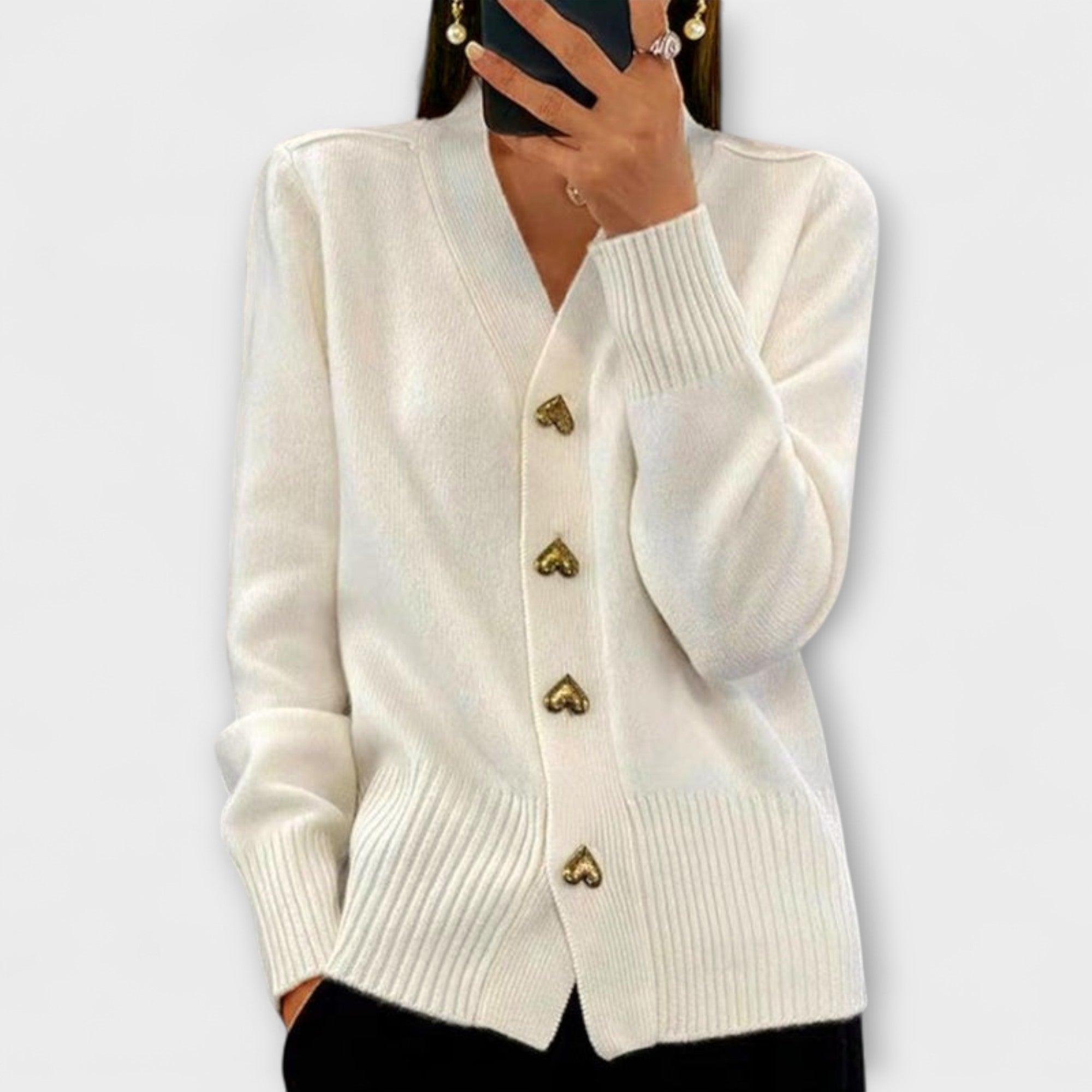 Marij | Pulover feminin cu decolteu V în stil vintage Marij