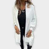 Maris | Cardigan tricotat wrap cu franjuri Maris