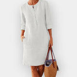 Clara | Cotton midi dress with minimalist elegance