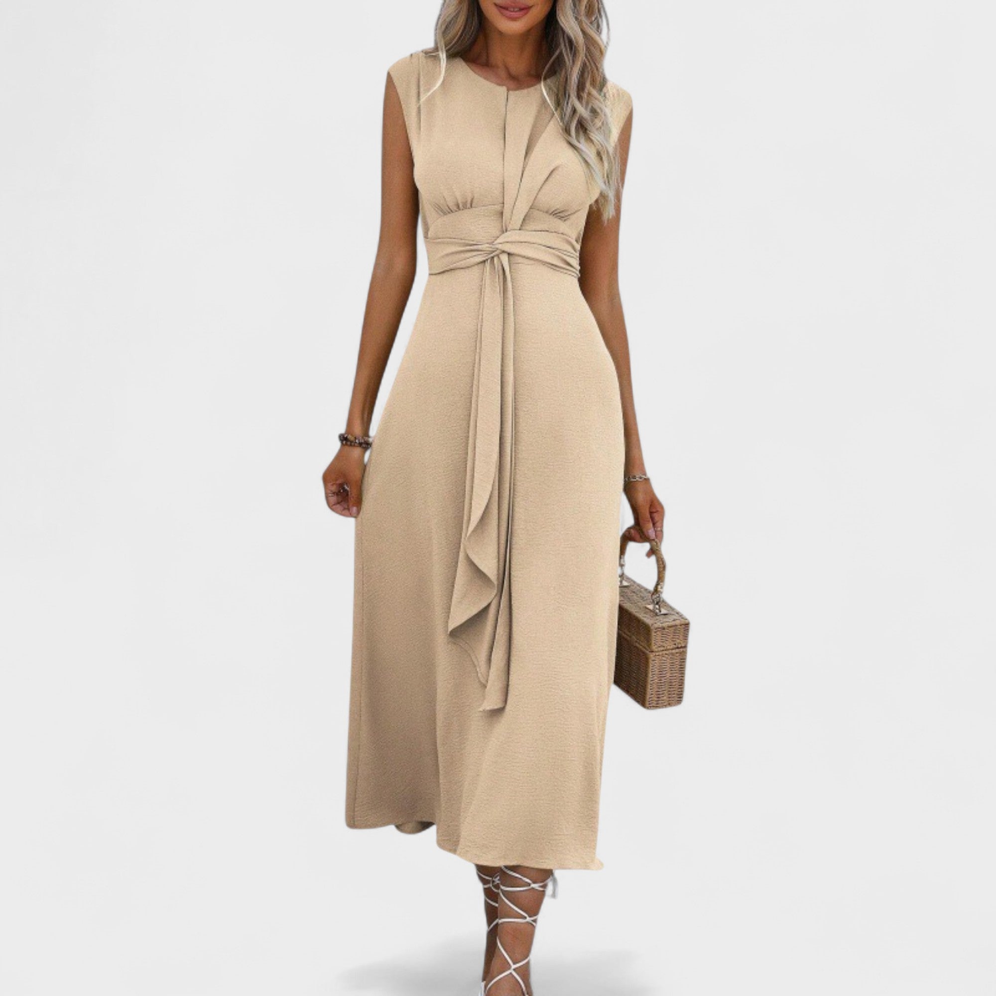 Emília | Rochie maxi, fără mâneci, cu decolteu rotund