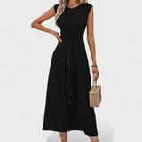 Emília | Rochie maxi, fără mâneci, cu decolteu rotund
