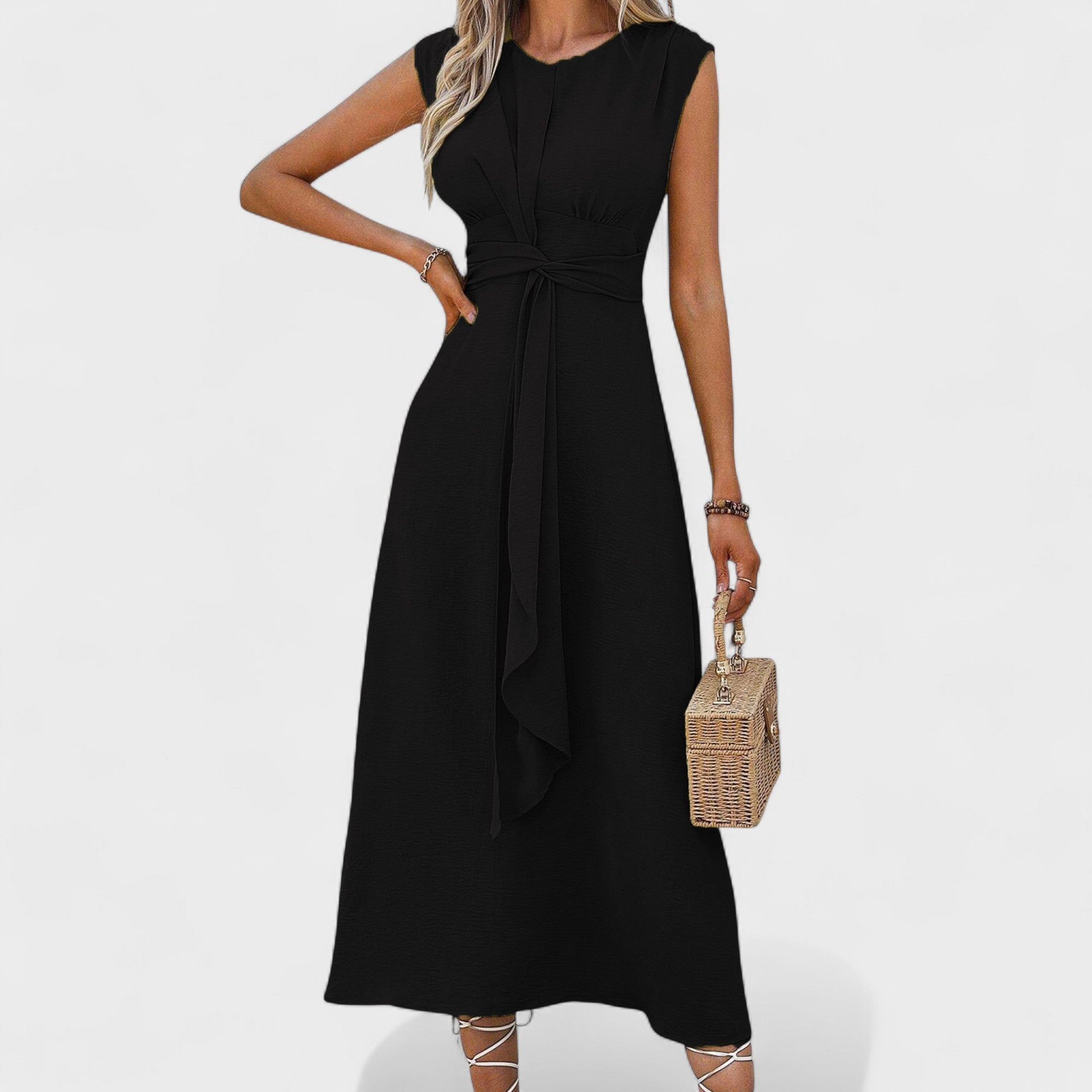 Emília | Rochie maxi, fără mâneci, cu decolteu rotund
