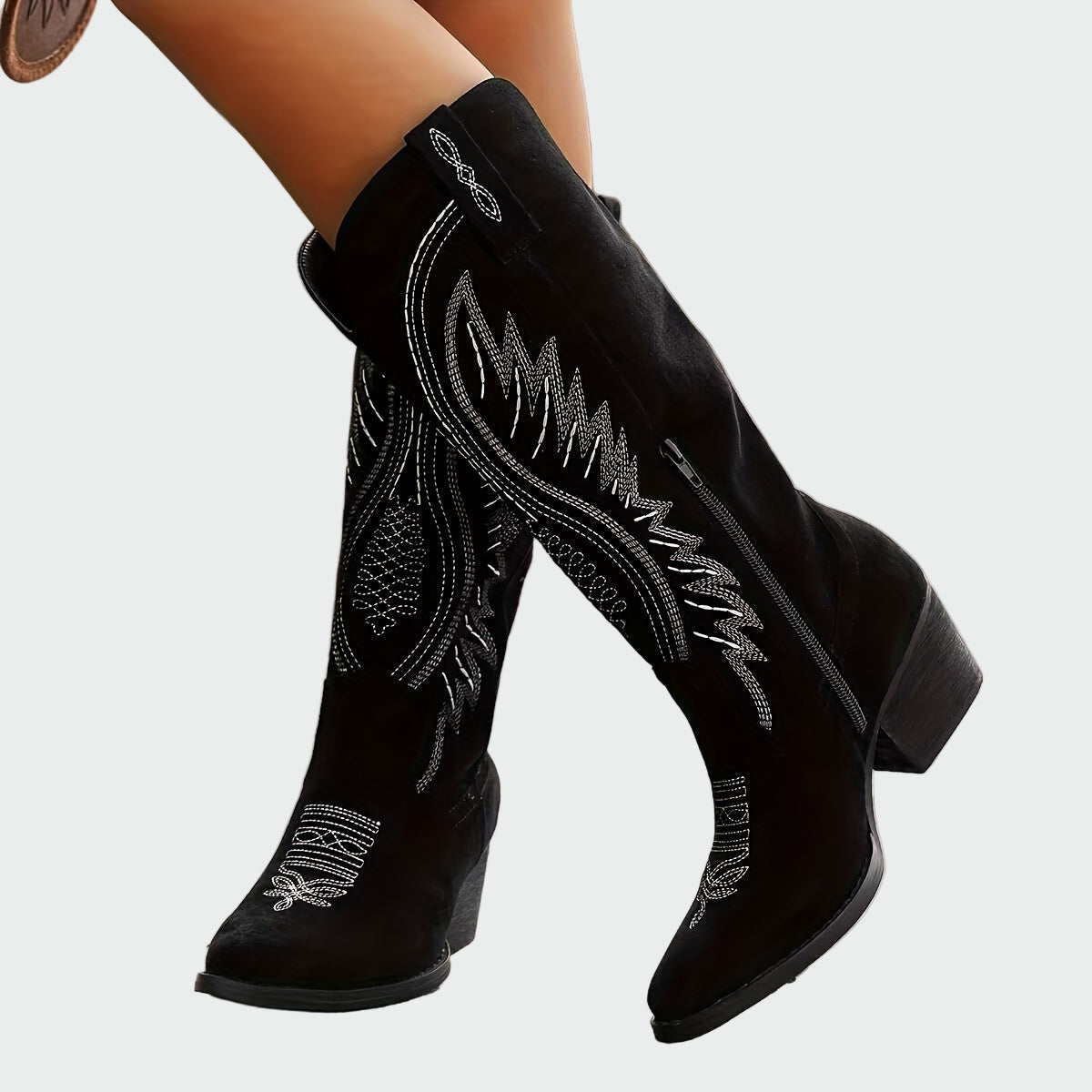 Neža | Cizme cowboy ornate cu perle și broderii elegante Neža