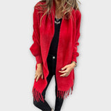 Maris | Cardigan tricotat wrap cu franjuri Maris