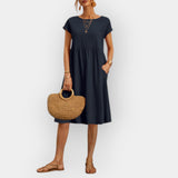 Alessia | Rochie midi, cu linii curate și stil de vară atemporal