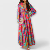 Irina | Graceful and colorful floral print maxi dress