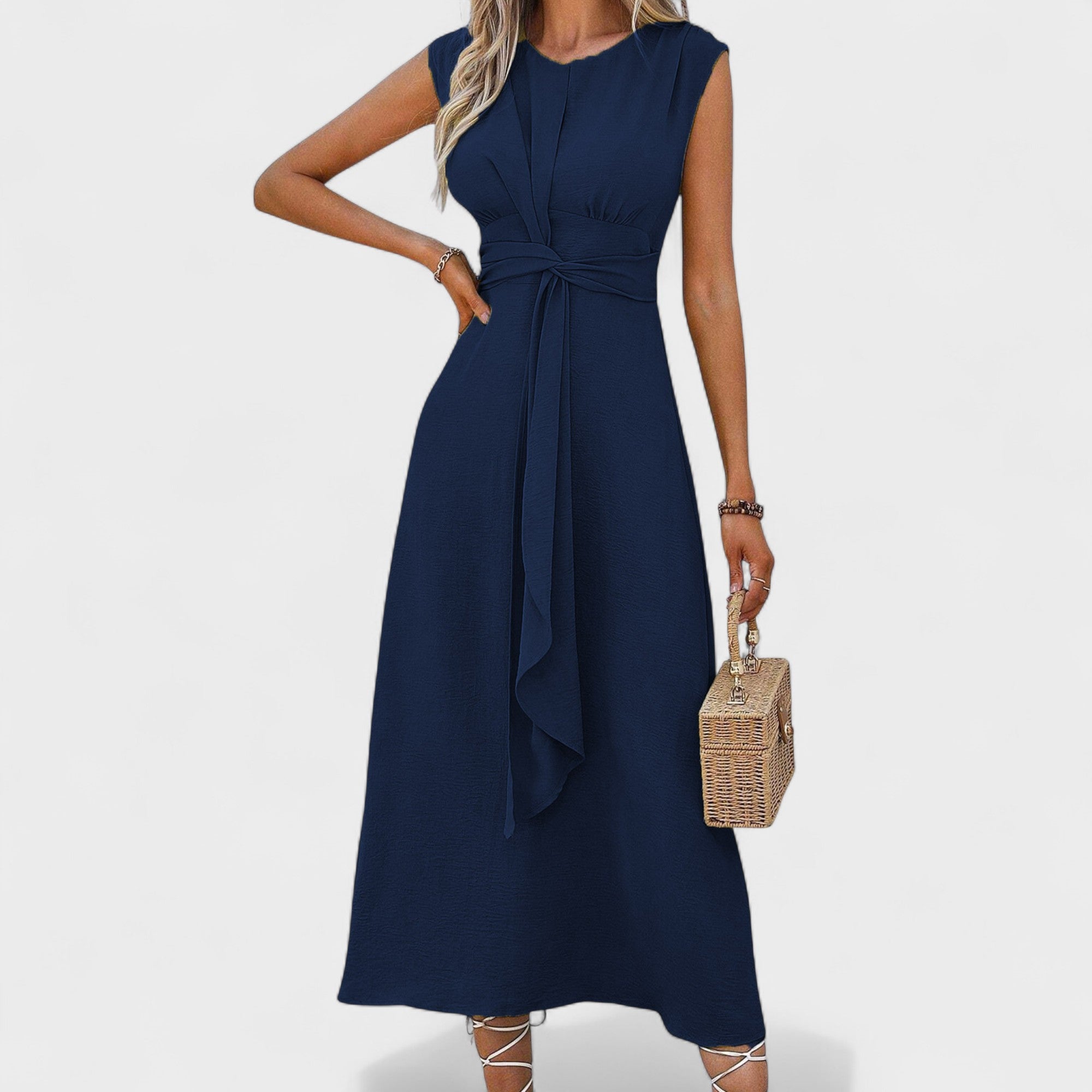 Emília | Rochie maxi, fără mâneci, cu decolteu rotund