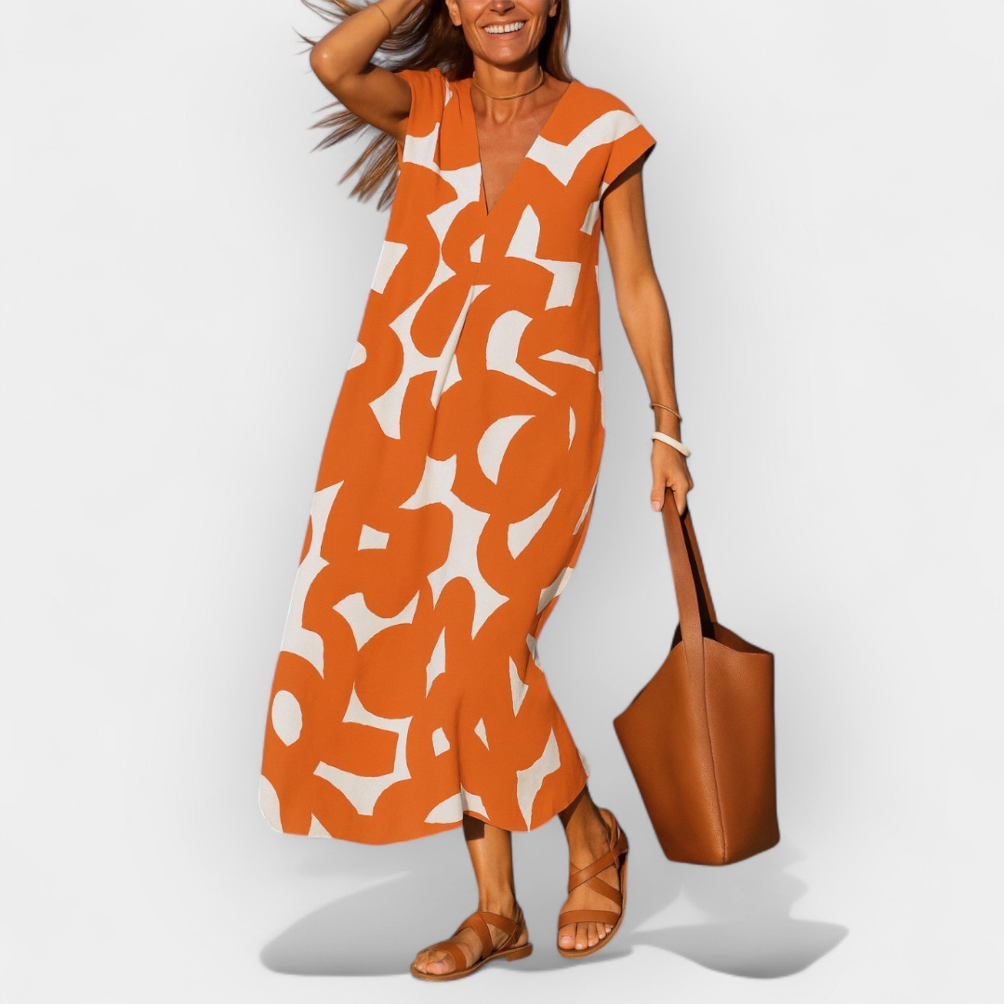 Peeteriina | Rochie ușoară, cu decolteu în V și print modern